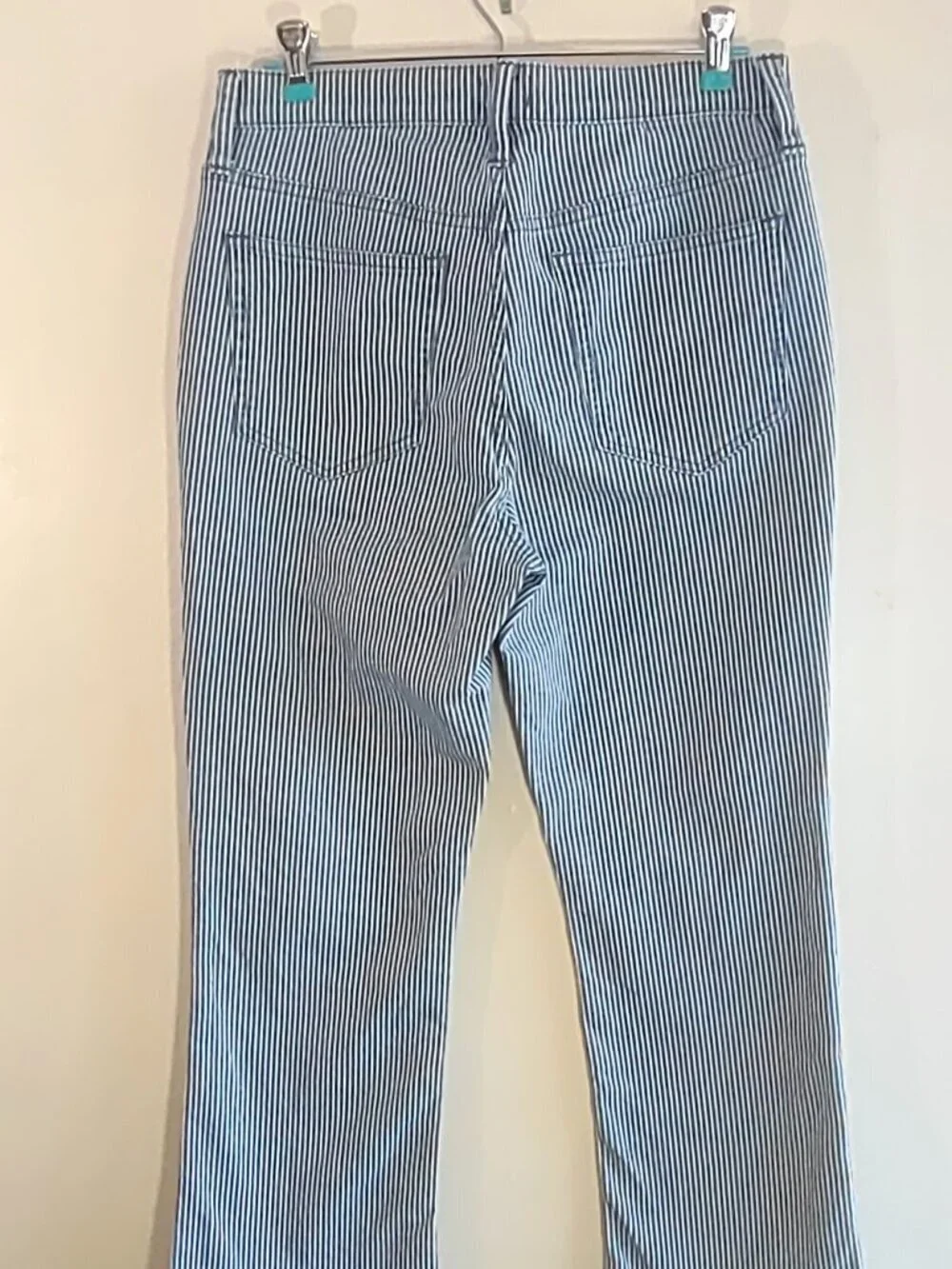 J. Crew High-Rise Crop Flare Jeans Size 28  Boho  Stripe Denim Indie Preppy
